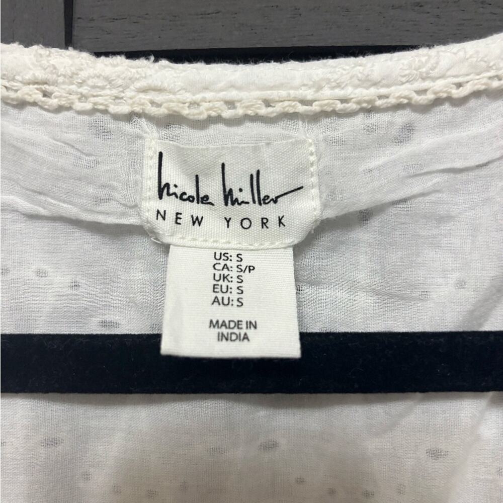 Nicole Miller White Eyelet Dress With Ruched Waist Size Small - Picture 5 of 9